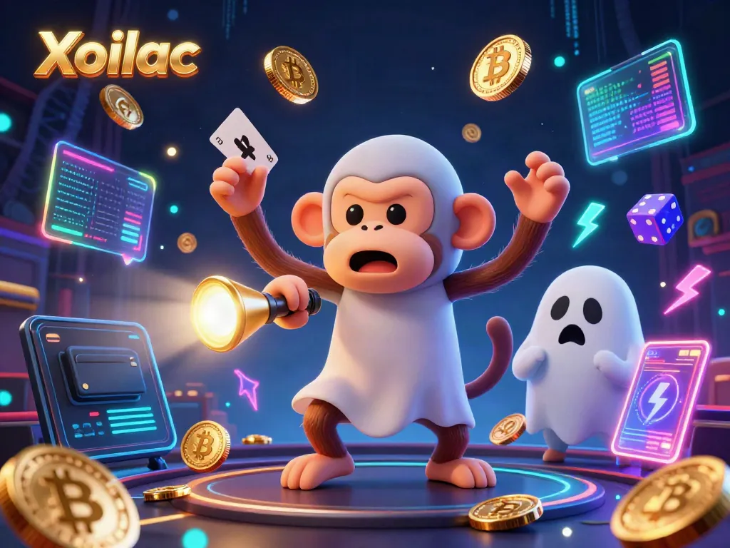 Xoilac showcases a mischievous monkey juggling golden objects in an immersive casino scene.