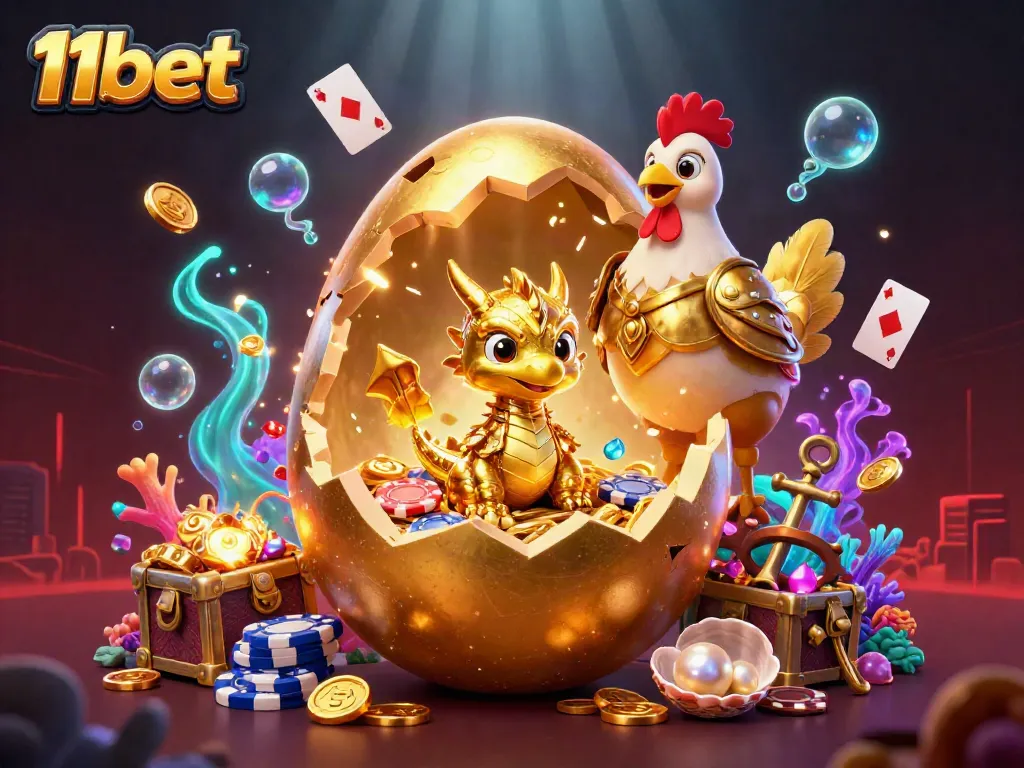 Experience thrilling wins at 11bet with a dazzling scene of a golden dragon and poker chips.
