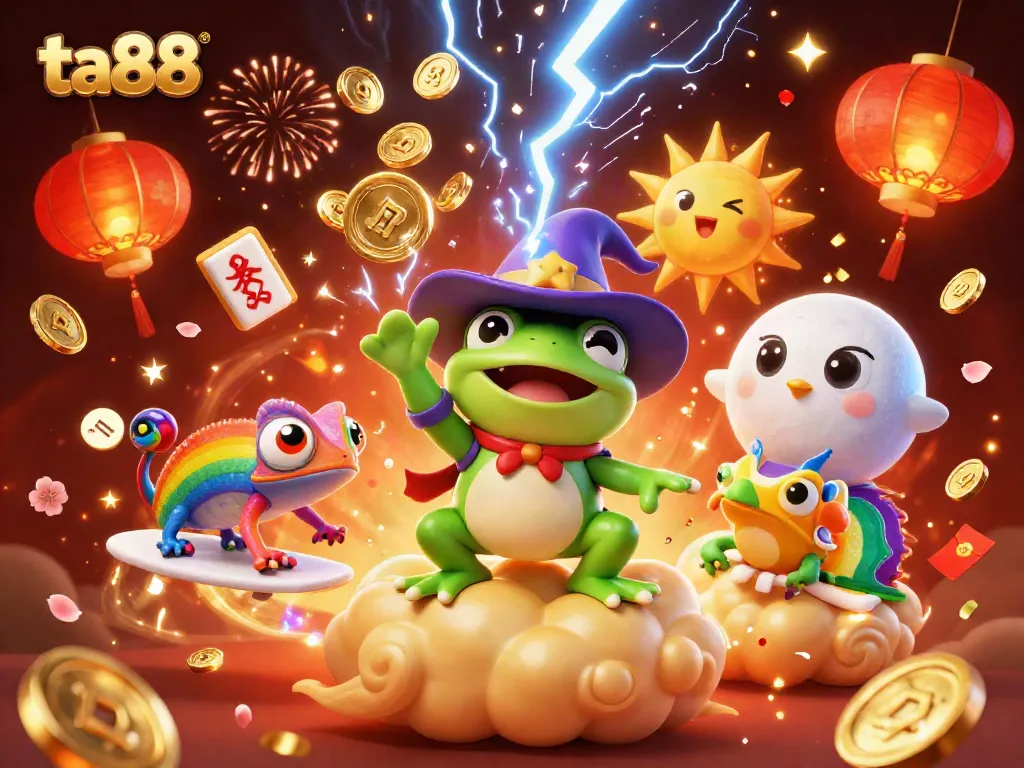 Engage with ta88, enjoying a vibrant casino experience filled with gold coins and celebratory elements.