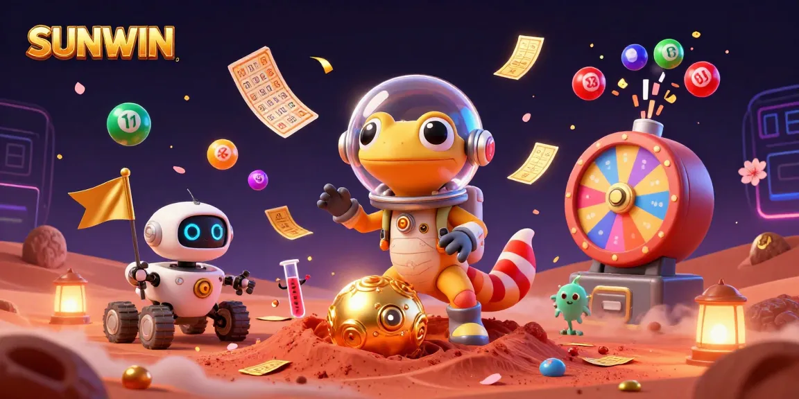 SUNWIN enhances gameplay with vibrant scenes as a Martian gecko discovers a golden casino.