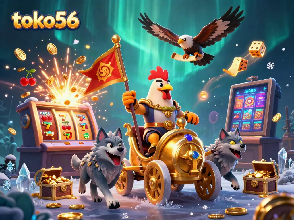 Win big with toko56 at this vibrant online gambling scene featuring dynamic casino elements.