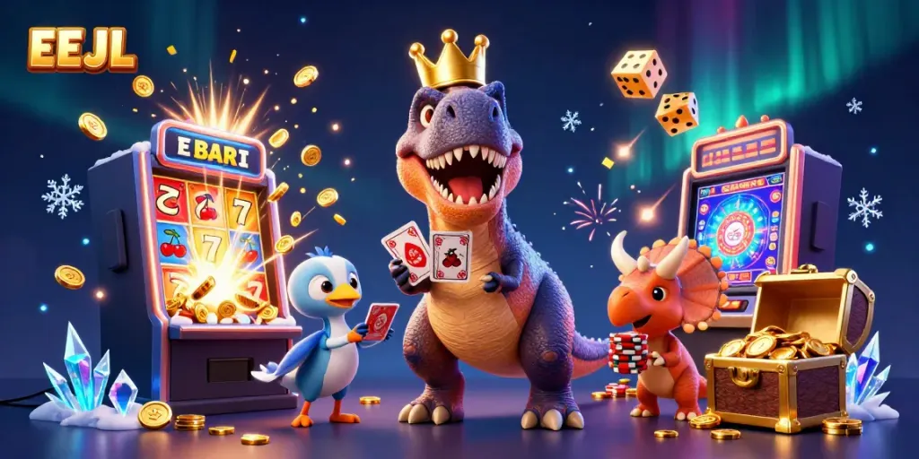 EEJL online casino experience illustrated with engaging 3D characters and vibrant gaming elements.