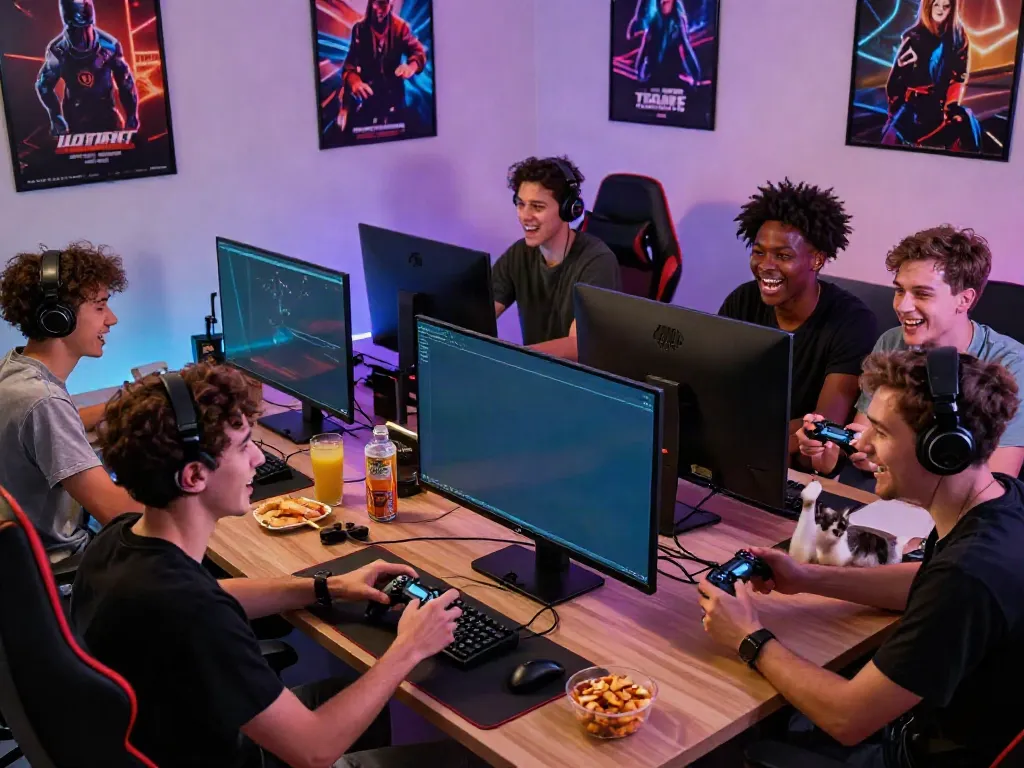 Group enjoying hit club gaming experience with vibrant atmosphere.