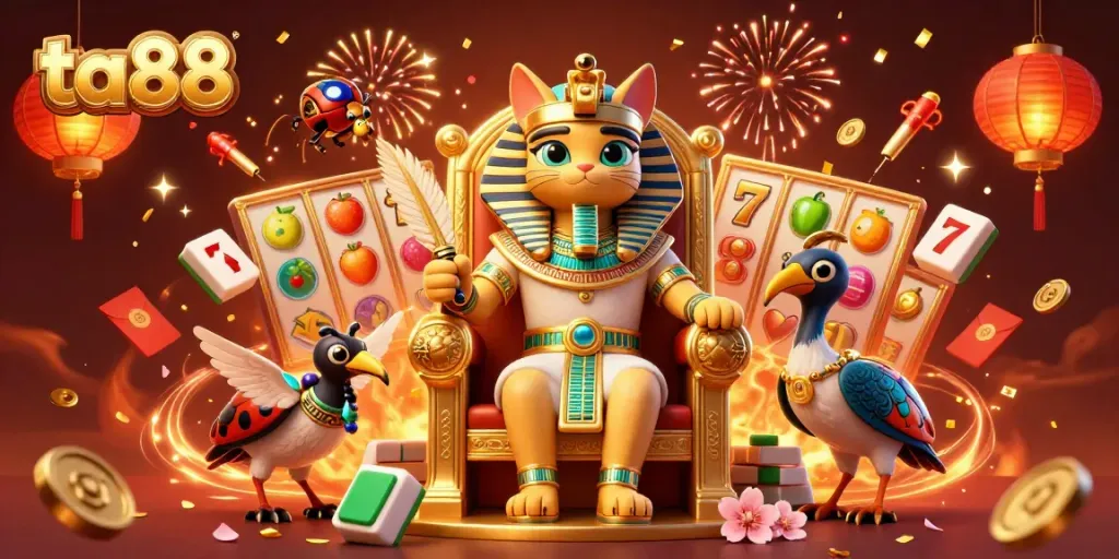 Celebrate wins at ta88 with thrilling slot reels, lucky symbols, and vibrant festive elements!