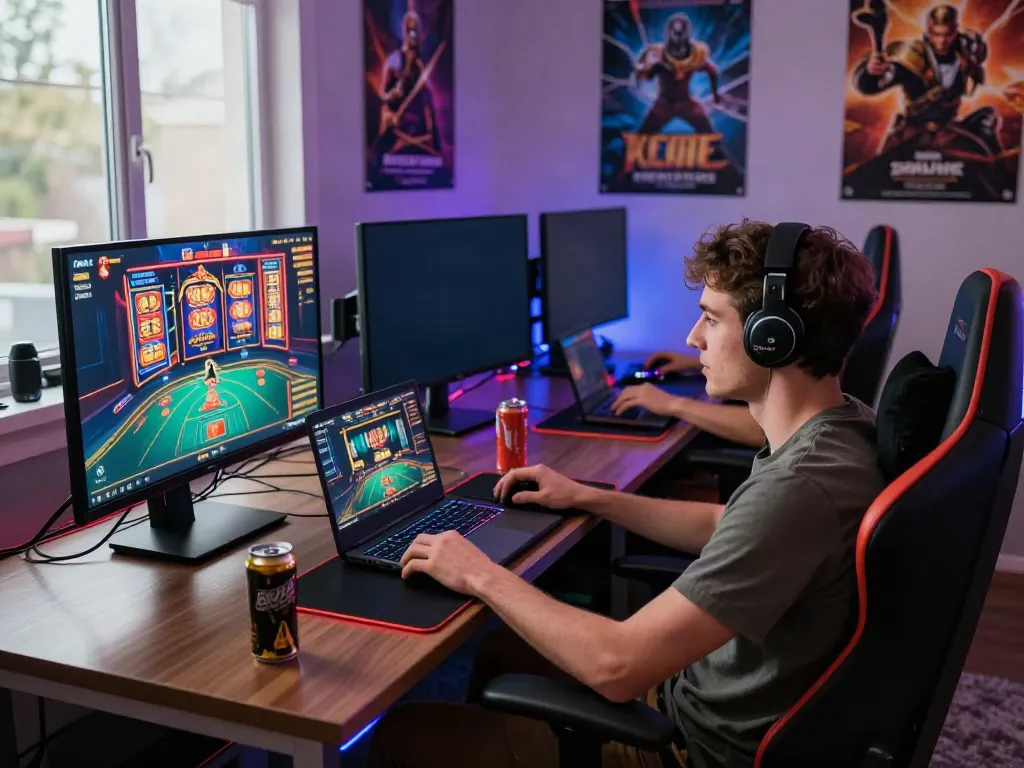 SAPPORO88 online gaming experience with a focused player engaged in vibrant game graphics.