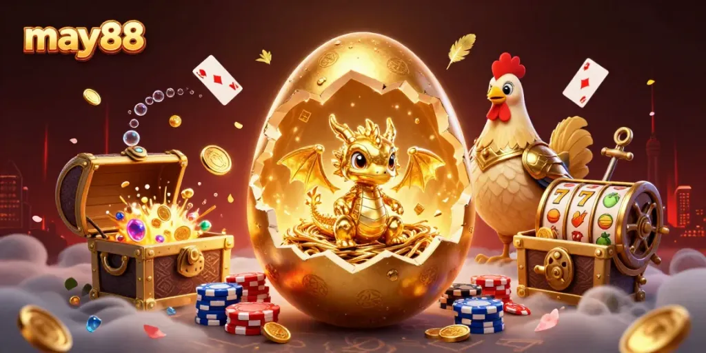 Engage in exhilarating gameplay at may88 with golden egg characters and thrilling casino elements.