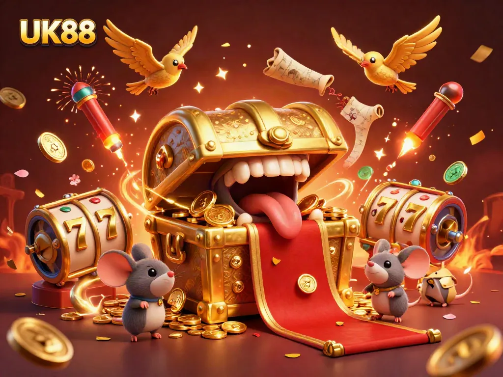 Experience UK88's thrilling slots world with adventure-themed illustrations of wealth and fortune.