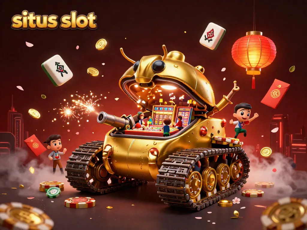Spin slot reels with excitement in this colorful casino-themed 3D illustration for situs slot.