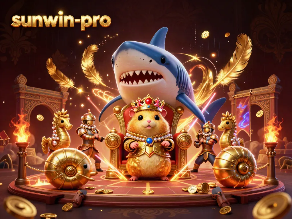 Engage with the thrilling gameplay depicted in the sunwin-pro casino illustration featuring a golden hamster king.