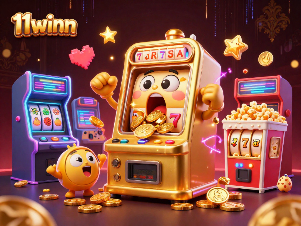11winn slot machine wins big as coins overflow, creating excitement in a vibrant casino scene.