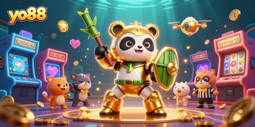 Experience exhilarating wins with yo88 while enjoying a vibrant 3D casino illustration showcasing dynamic gaming elements and characters.