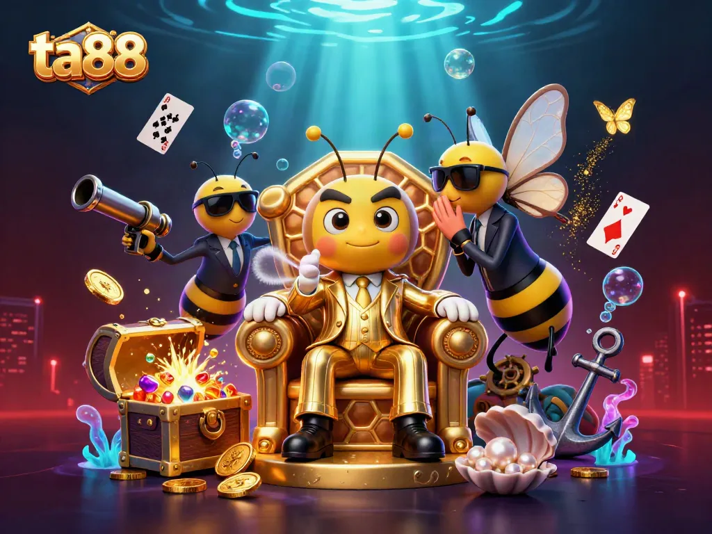 Engage with ta88's vibrant online casino adventure featuring a bumblebee mob boss and treasure.
