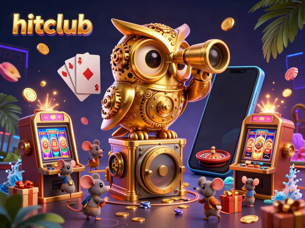 Experience the excitement at hitclub with a vivid 3D casino scene showcasing dynamic games and characters.