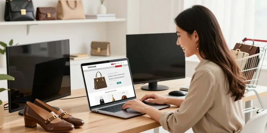 Prime reps online shopping experience showcasing luxury designer bags.
