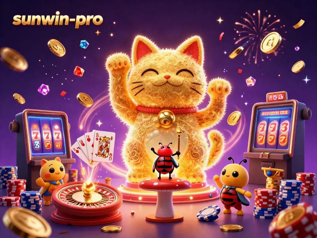 Experience the vibrant excitement of sunwin-pro through a dynamic casino-themed illustration.