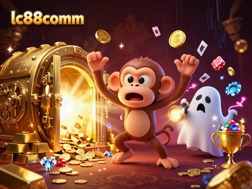 Experience excitement at lc88comm with gaming treasures illuminated by a playful ghost-hunter.