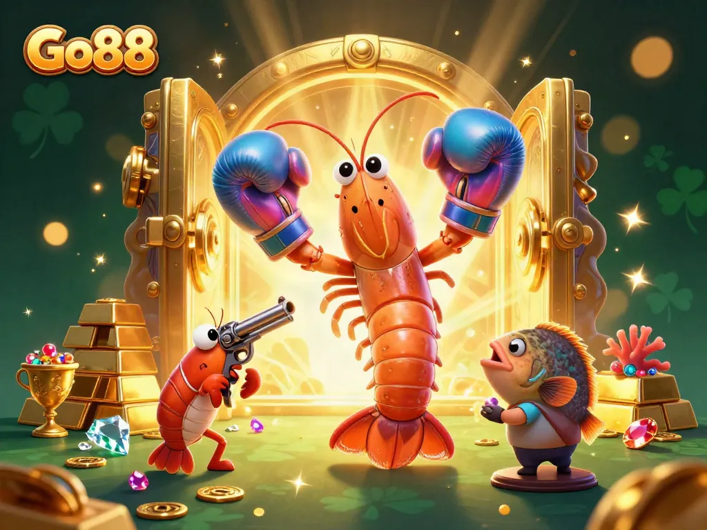 Engage in thrilling gameplay with Go88's vibrant casino atmosphere featuring lucky symbols.