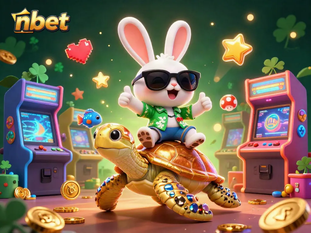 Win big with nbet and enjoy a vibrant casino scene featuring lucky symbols and colorful characters.