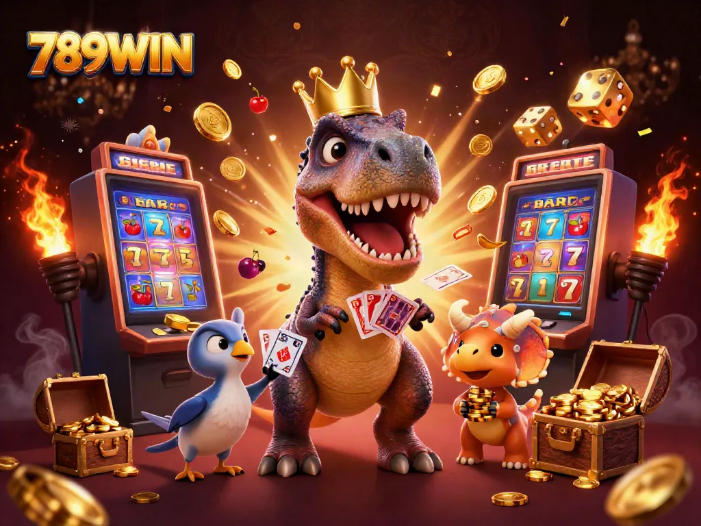 Experience thrilling gameplay at 789WIN with cartoon characters enjoying casino fun and winning big!